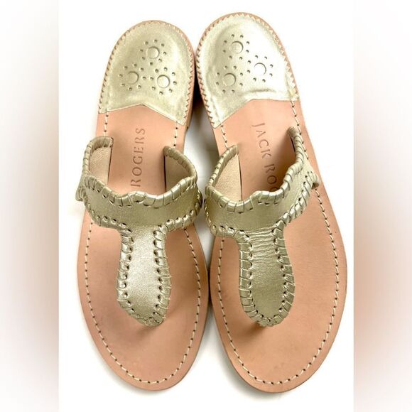 Jack Rogers Gold Leather Women's Sandals - Picture 2 of 7